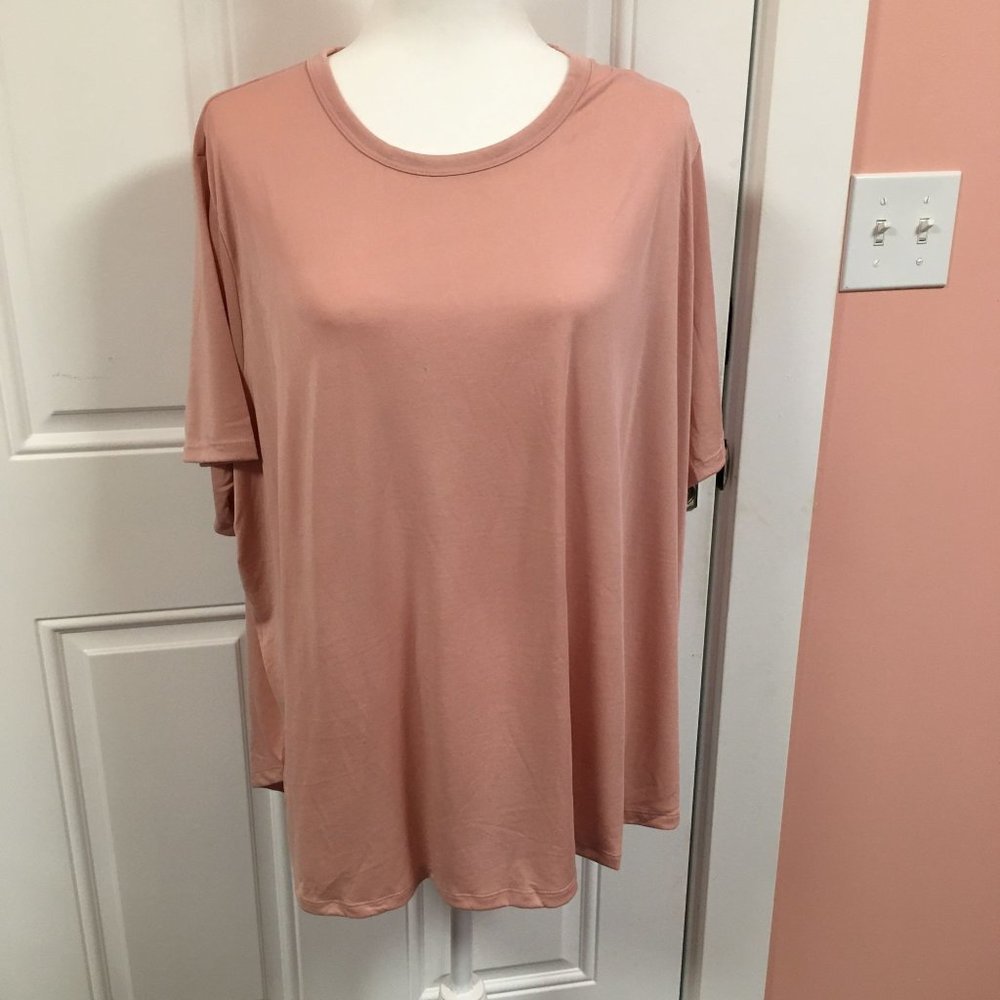 NWT A New Day Woman's Scoop Neck Pullover - Pink - Short Sleeve - Size 3X